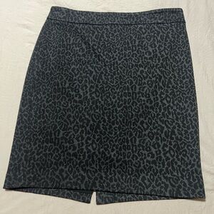 LOFT Charcoal Leopard Pencil Skirt